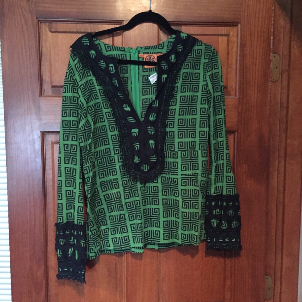 Green and blue Tory Burch shirt
